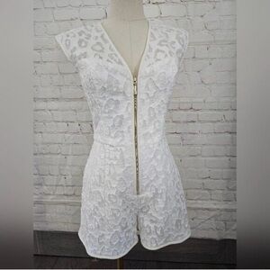 Black Halo Elegant White Lace Romper
